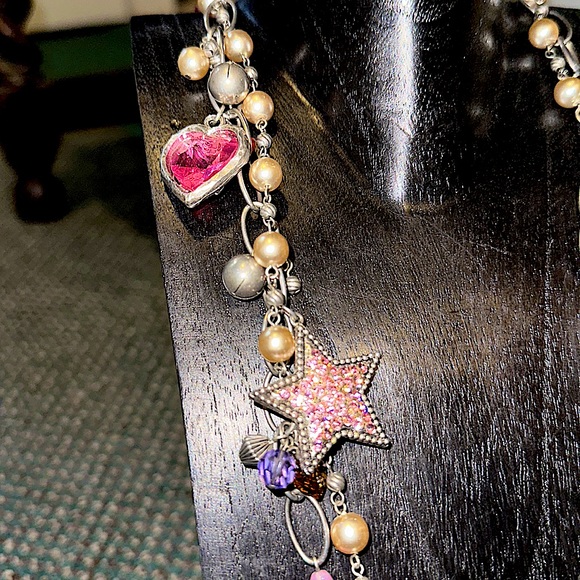 POGGI PARIS Embellished Crystal Gem Layered Charm Necklace - Picture 7 of 9